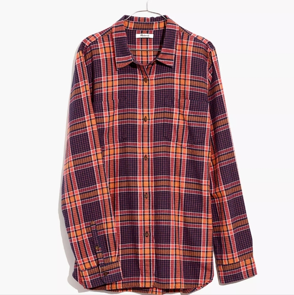 Madewell Women's Flannel Classic Ex-Boyfriend Shirt in Edith Plaid Size Medium